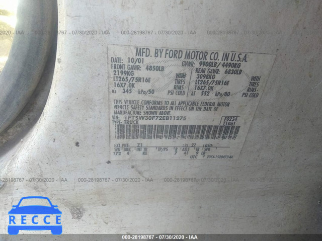 2002 FORD SUPER DUTY F-350 SRW XL/XLT/LARIAT 1FTSW30F72EB11275 image 8