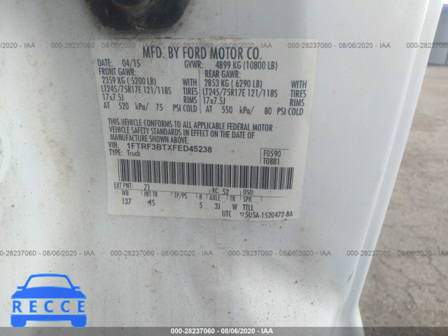 2015 FORD SUPER DUTY F-350 SRW XL/XLT 1FTRF3BTXFED45238 image 8