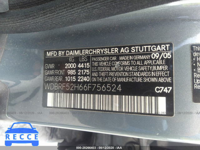2006 MERCEDES-BENZ C-CLASS SPORT WDBRF52H66F756524 image 8