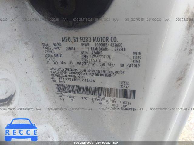 2008 FORD SUPER DUTY F-350 SRW XL/XLT/FX4/LARIAT 1FTSX31598ED63475 image 8