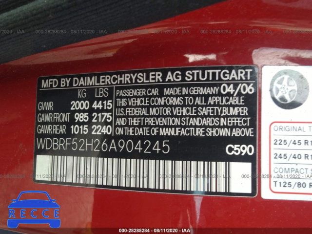2006 MERCEDES-BENZ C-CLASS SPORT WDBRF52H26A904245 image 8