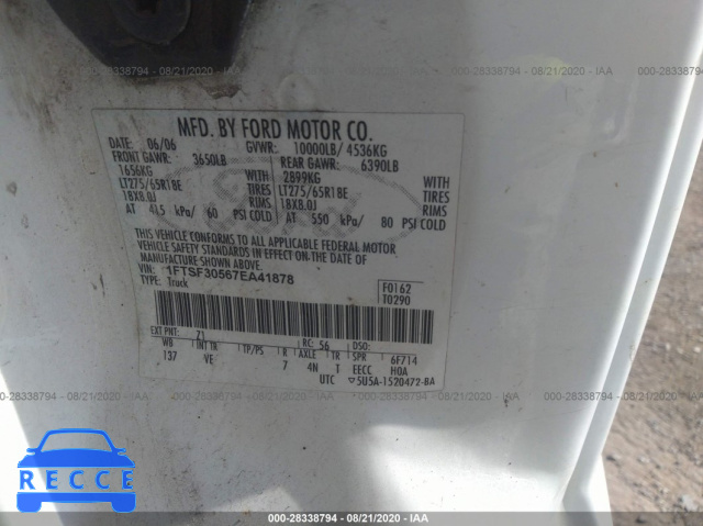 2007 FORD SUPER DUTY F-350 SRW XL/XLT 1FTSF30567EA41878 image 8