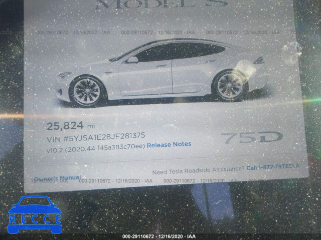2018 TESLA MODEL S 75D/100D/P100D 5YJSA1E28JF281375 image 6