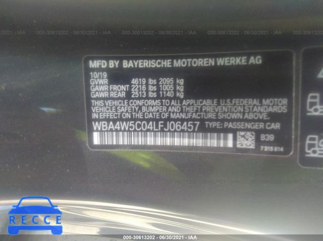 2020 BMW 4 SERIES 430I XDRIVE WBA4W5C04LFJ06457 image 8