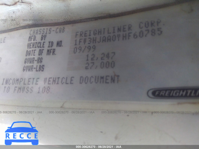 2000 FREIGHTLINER MEDIUM CONVENTIONAL FL70 1FV3HJAA0YHF60785 image 8