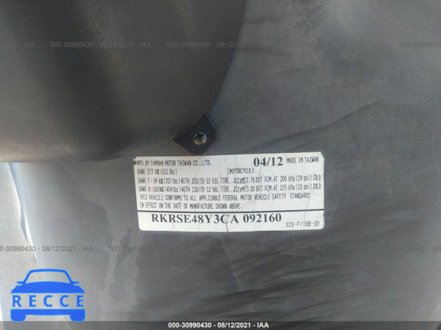 2012 YAMAHA YW125  RKRSE48Y3CA092160 Bild 9