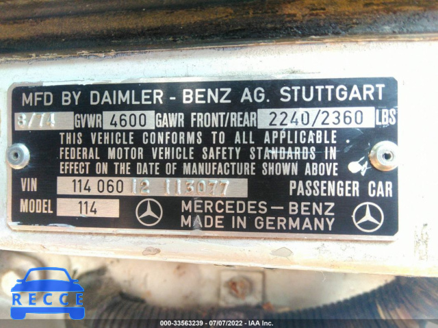 1975 MERCEDES BENZ 280 11406012113077 Bild 8