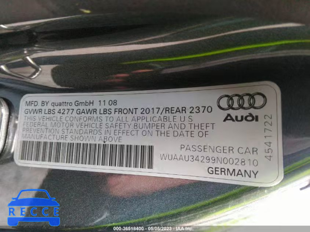 2009 AUDI R8 4.2L WUAAU34299N002810 Bild 8