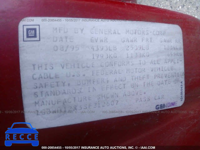 1995 OLDSMOBILE CUTLASS SUPREME SL 1G3WH12X3SF312607 image 8