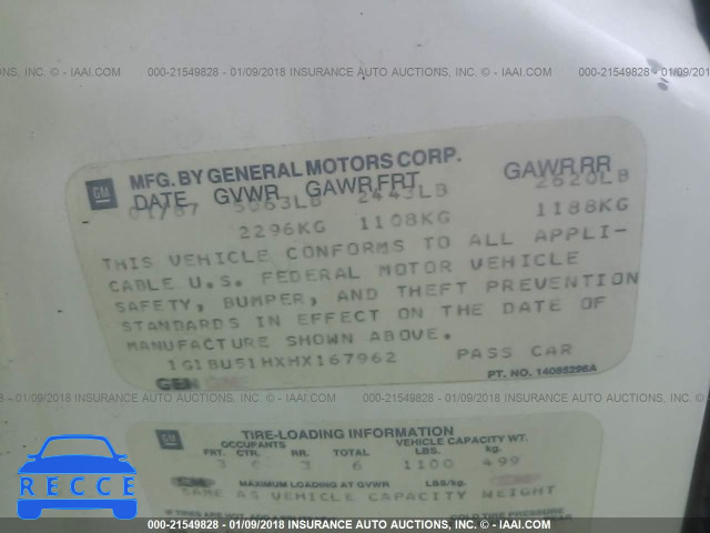 1987 CHEVROLET CAPRICE CLASSIC BROUGHAM 1G1BU51HXHX167962 image 8