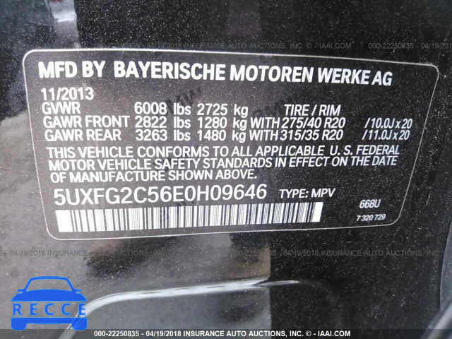 2014 BMW X6 XDRIVE35I 5UXFG2C56E0H09646 зображення 8