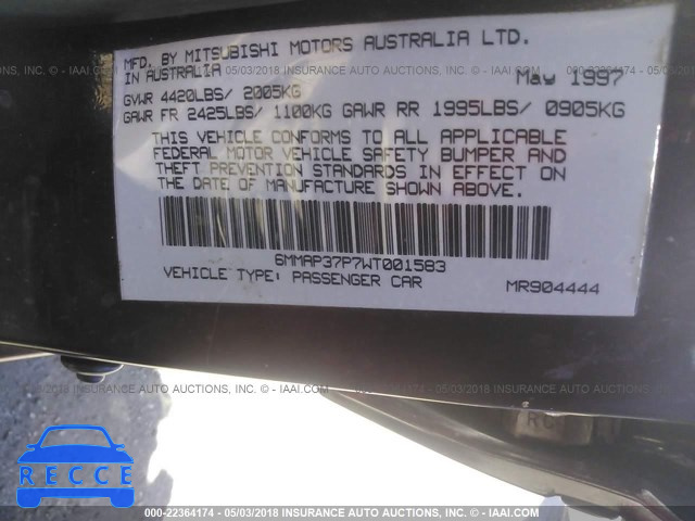 1998 MITSUBISHI DIAMANTE ES 6MMAP37P7WT001583 зображення 8