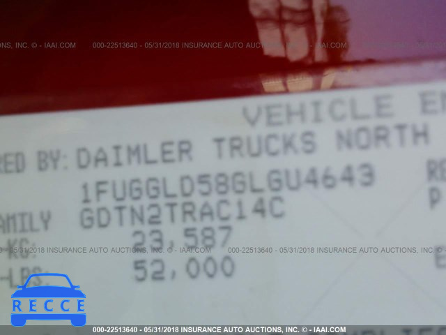 2016 FREIGHTLINER CASCADIA 125 1FUGGLD58GLGU4643 image 9