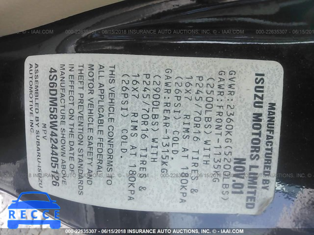 2002 HONDA PASSPORT EX/LX 4S6DM58W424405126 Bild 8