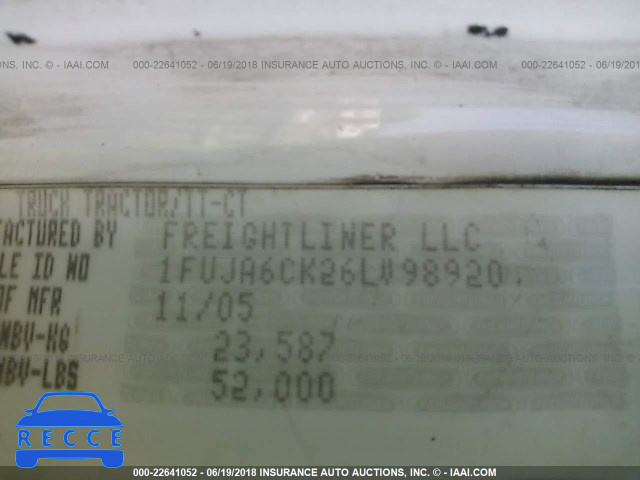 2006 FREIGHTLINER CONVENTIONAL COLUMBIA 1FUJA6CK26LV98920 image 9