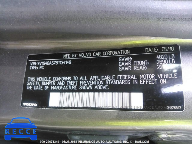 2011 VOLVO S80 3.2 YV1940AS7B1134149 image 8