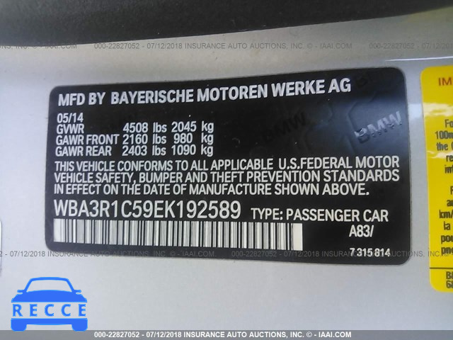 2014 BMW 435 I WBA3R1C59EK192589 Bild 8