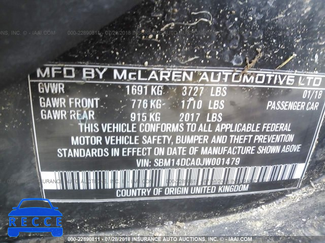 2018 MCLAREN AUTOMATICOTIVE 720S SBM14DCA0JW001479 зображення 8