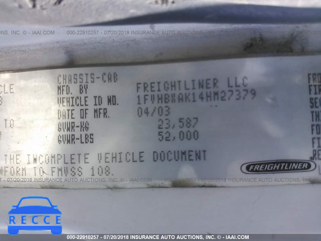 2004 FREIGHTLINER FL80 1FVHBXAK14HM27379 image 9