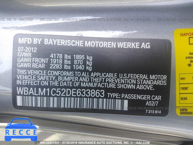 2013 BMW Z4 SDRIVE35IS WBALM1C52DE633863 image 8
