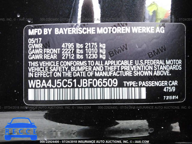 2018 BMW 440I GRAN COUPE WBA4J5C51JBF06509 зображення 8