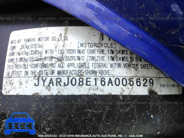 2006 YAMAHA FZ6 S JYARJ08E16A005629 зображення 9