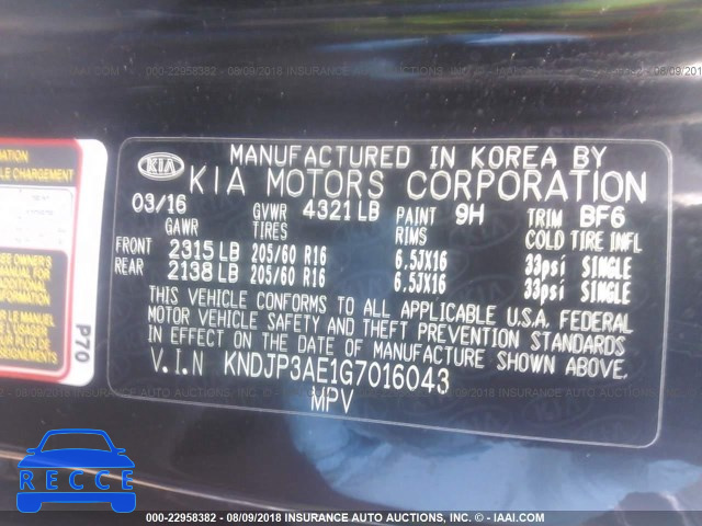 2016 KIA SOUL EV + KNDJP3AE1G7016043 image 8