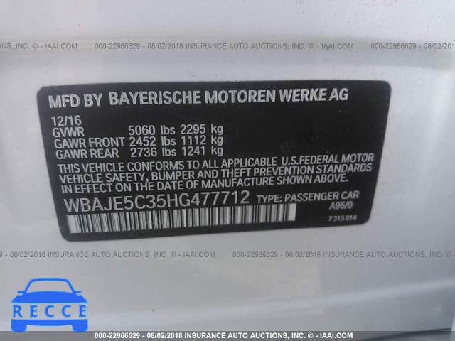 2017 BMW 540 I WBAJE5C35HG477712 зображення 8