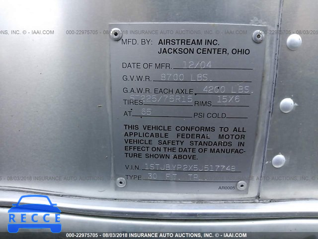 2005 AIRSTREAM CLASSIC 1STJBYP2X5J517748 Bild 8