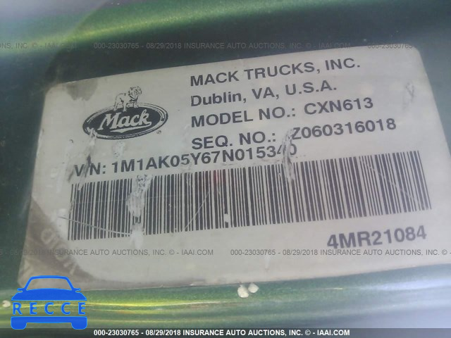 2007 MACK CXN613 CXN600 1M1AK05Y67N015340 зображення 9