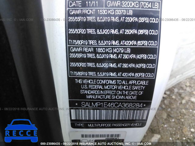 2012 LAND ROVER RANGE ROVER AUTOBIOGRAPHY SALMP1E46CA368284 image 8