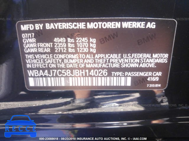 2018 BMW 440XI GRAN COUPE WBA4J7C58JBH14026 image 8