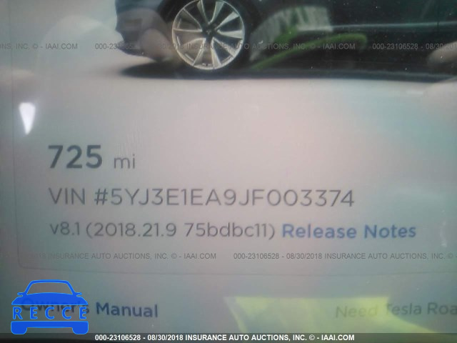 2018 TESLA MODEL 3 5YJ3E1EA9JF003374 зображення 6