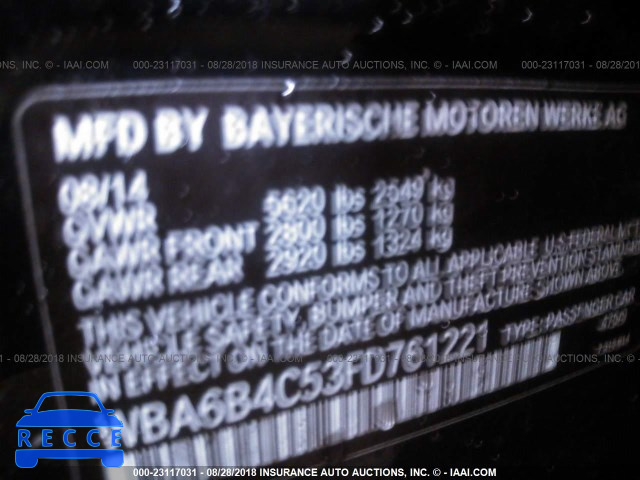 2015 BMW 650 XI/GRAN COUPE WBA6B4C53FD761221 image 8