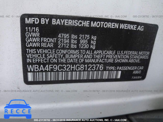 2017 BMW 430XI GRAN COUPE WBA4F9C32HG812376 зображення 8