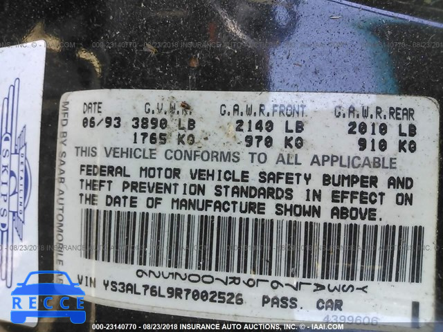 1994 SAAB 900 YS3AL76L9R7002526 image 8