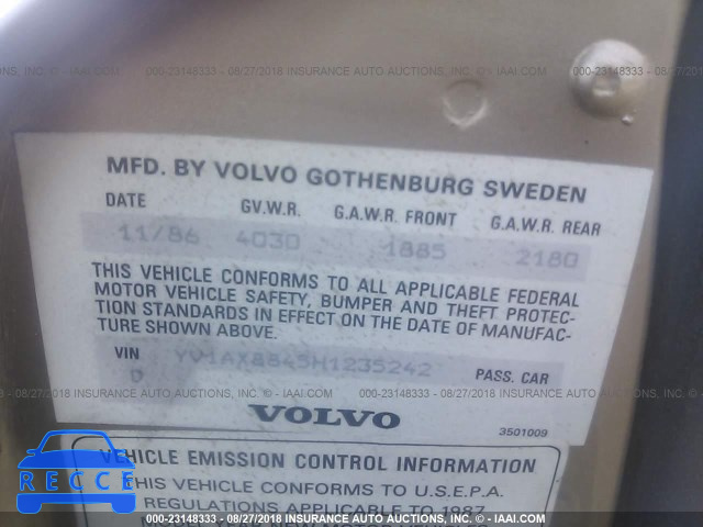 1987 VOLVO 244 DL/GL YV1AX8845H1235242 image 8