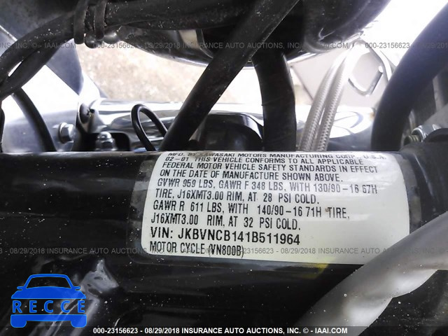 2001 KAWASAKI VN800 B JKBVNCB141B511964 зображення 9