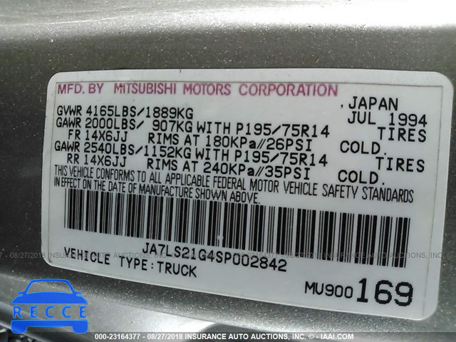 1995 MITSUBISHI MIGHTY MAX JA7LS21G4SP002842 image 8