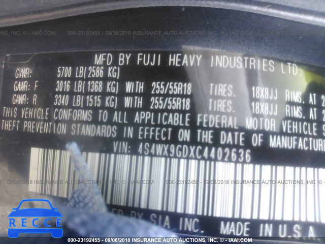 2012 SUBARU TRIBECA LIMITED/TOURING 4S4WX9GDXC4402636 image 8