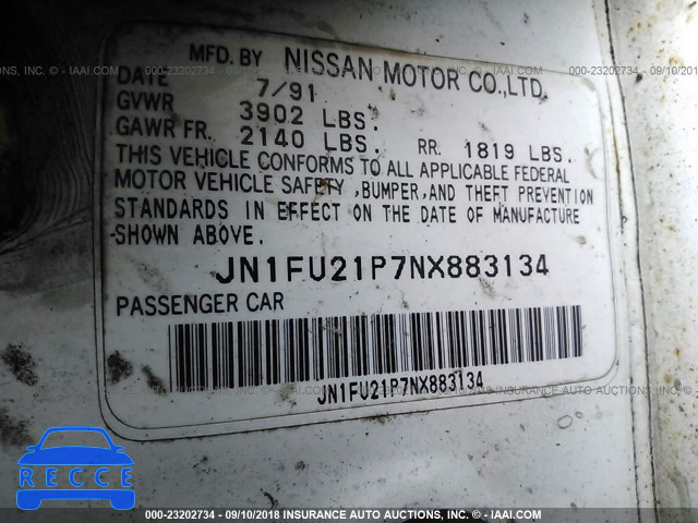 1992 NISSAN STANZA JN1FU21P7NX883134 image 8