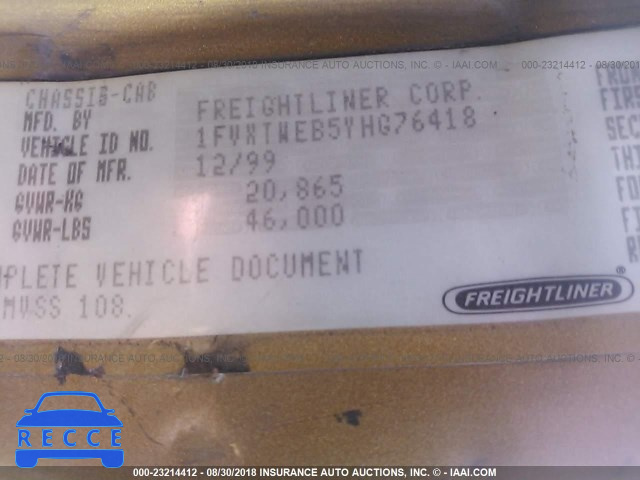 2000 FREIGHTLINER MEDIUM CONVENTIONAL FL112 1FVXTWEB5YHG76418 image 9
