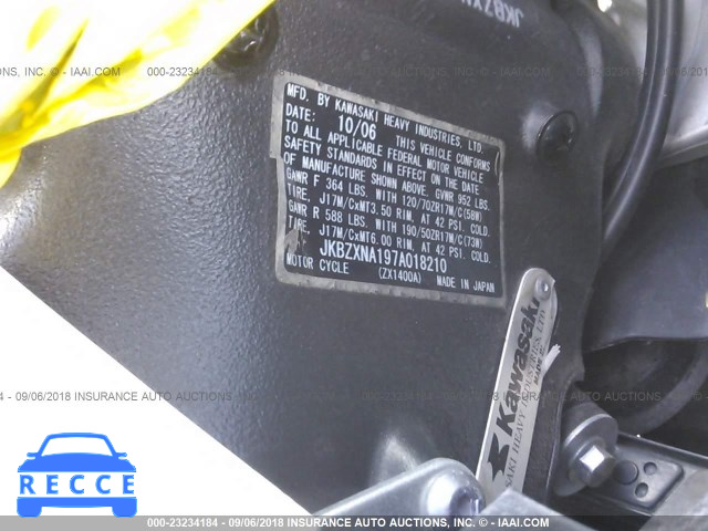 2007 KAWASAKI ZX1400 A JKBZXNA197A018210 Bild 9