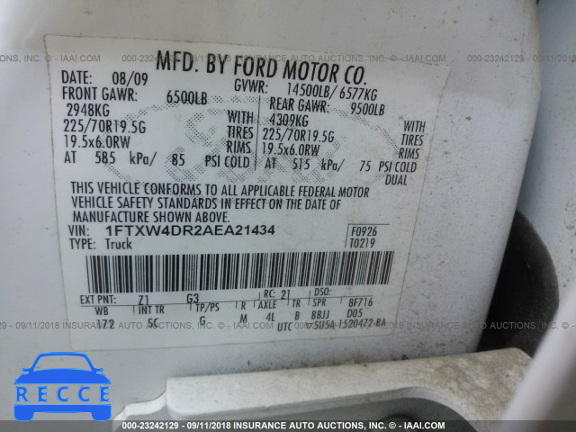 2010 FORD F450 SUPER DUTY 1FTXW4DR2AEA21434 image 8