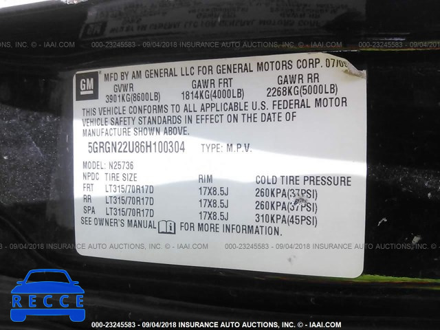 2006 HUMMER H2 SUT 5GRGN22U86H100304 зображення 8
