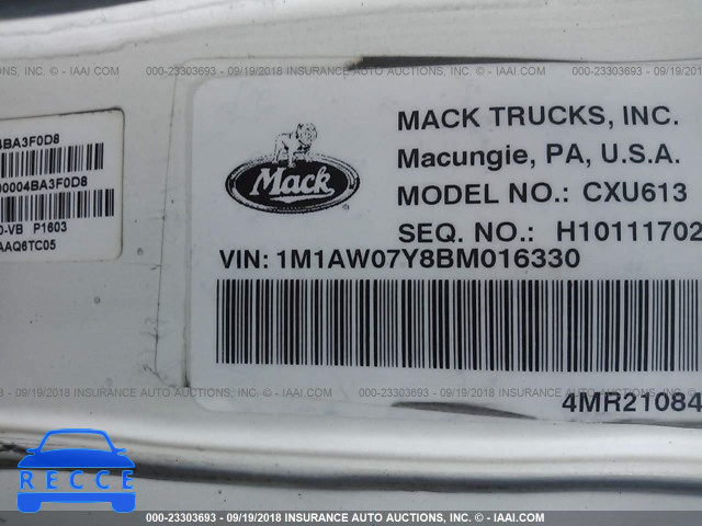 2011 MACK CXU613 CXU600 1M1AW07Y8BM016330 зображення 9