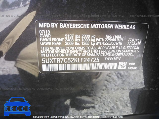 2019 BMW X3 SDRIVE30I 5UXTR7C52KLF24725 зображення 8