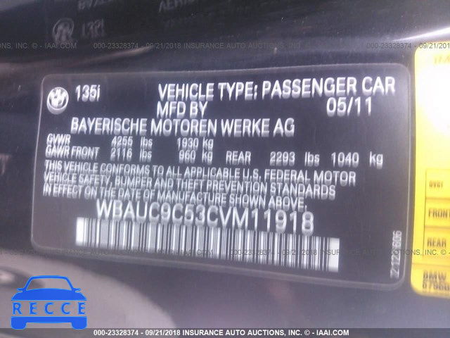 2012 BMW 135 I WBAUC9C53CVM11918 image 8