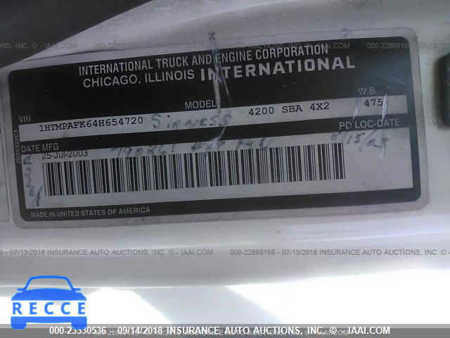 2004 INTERNATIONAL 4000 4200 1HTMPAFK64H654720 зображення 9