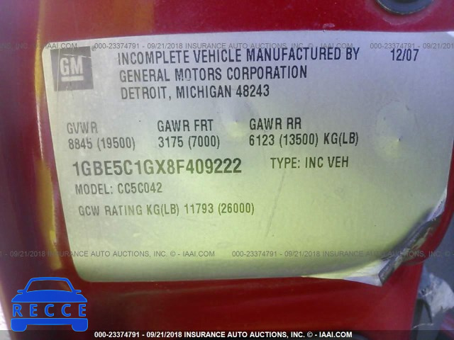 2008 CHEVROLET C5500 C5C042 1GBE5C1GX8F409222 image 9